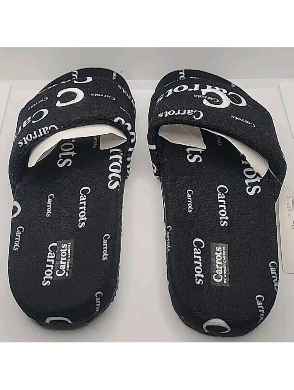 Carrots Slides By Anwar Carrots Carrots White/Black Visa Terry ACFW003 Size 5